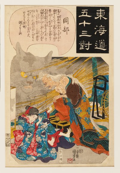 Okabe: Die Geschichte des Katzensteins von Ichiyusai Kuniyoshi