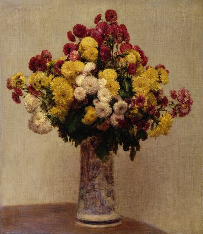 Chrysanthemen in einer Vase, 1873 von Ignace Henri Jean Fantin Latour