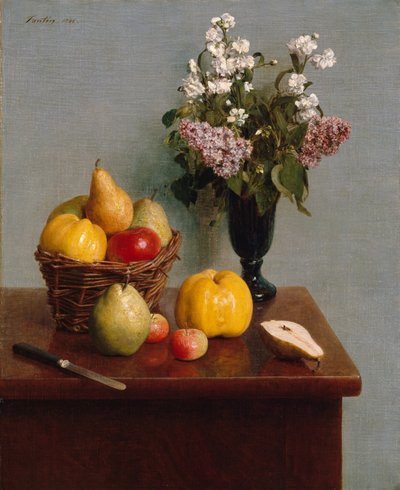 Stillleben mit Blumen und Früchten von Ignace Henri Jean Fantin Latour