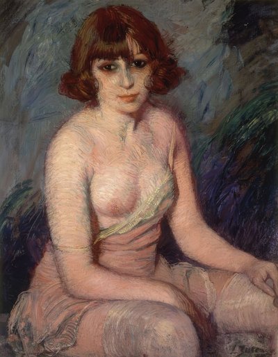 (Frau in Unterwäsche mit entblößter Brust) von Ignacio Zuloaga y Zabaleta