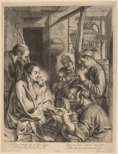 Die Anbetung der Hirten von Ignatius Cornelis Marinus after Jacob Jordaens