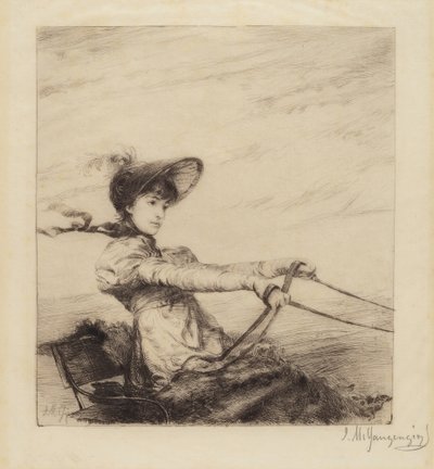 Ohne Titel (Frau fährt Kutsche) von Ignaz Marcel Gaugengigl