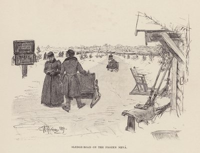 Schlittenstraße auf der gefrorenen Newa von Ilya Efimovich (after) Repin
