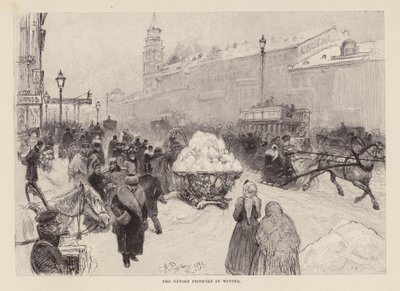 Der Newski-Prospekt im Winter von Ilya Efimovich (after) Repin