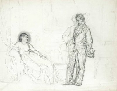 Adelina Patti (1843-1919) als Violetta in der Oper La traviata von Giuseppe Verdi von Repin, Ilya Yefimovich (1844-1930), Ende 1860er-Jahre - Anfang 1870er-Jahre - Bleistift auf Papier - Konstantinpalast, St. Petersburg von Ilya Efimovich Repin