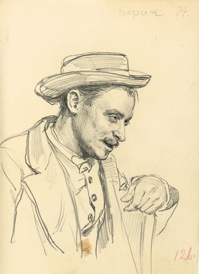 Mann mit Hut im Profil von Ilya Efimovich Repin