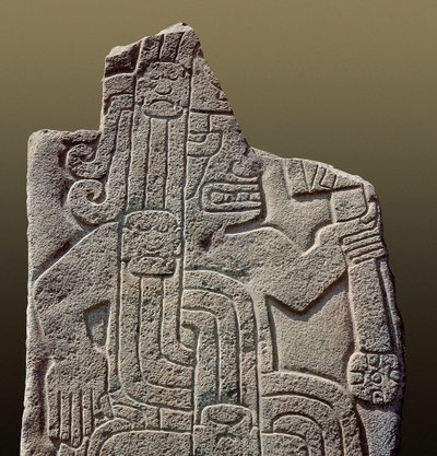 Inka-Zivilisation: Relief, das einen Krieger darstellt (Stein) von Incan