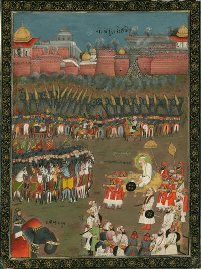 Die Eroberung von Golkonda durch den Mogulkaiser Aurangzeb im Jahr 1687, ca. 1760 von Indian Art