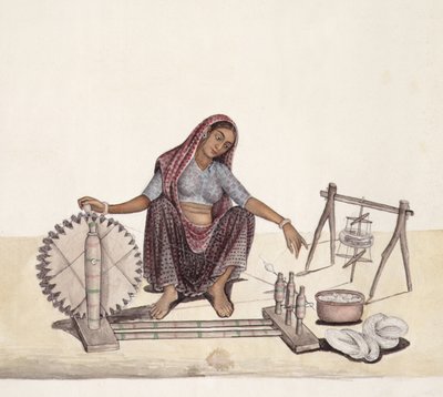 AS10 Vol.52 ff.4 4899 cat 201 i-iv Frau beim Baumwollspinnen, Bombay von Indian School