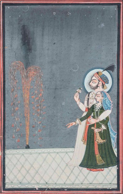 Ein Raja und Rani beobachten Feuerwerk, ca. 1815 von Indian School