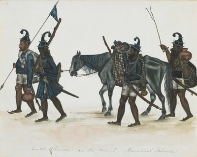 Akali-Sikhs auf dem Marsch, ca. 1850 von Indian School