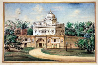 Akali-Tempel Amritsar, aus Das Königreich Punjab, seine Herrscher und Häuptlinge, Band II, ein Band mit 30 Aquarellstudien eines unbekannten indischen Künstlers, ca. 1840 von Indian School