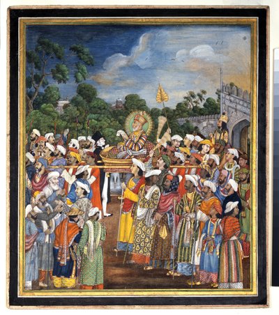Akbar Shah II empfängt den britischen Residenten, ca. 1810 von Indian School