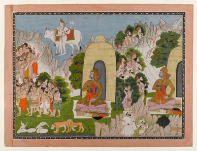 Arjunas Buße, Szene aus einer Mahabharata-Serie, ca. 1825-40 von Indian School