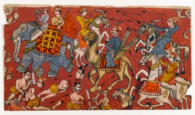 Kampfszene aus einer Bhagavata Purana Serie von Indian School