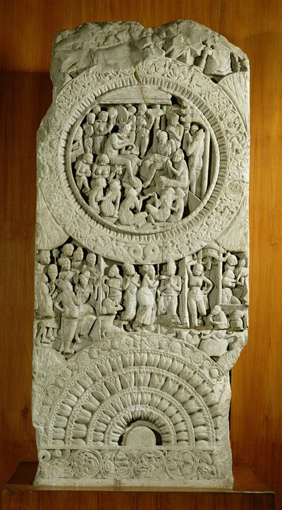 Schnitzerei, die eine Geschichte aus den Jatakas darstellt, Amaravati von Indian School
