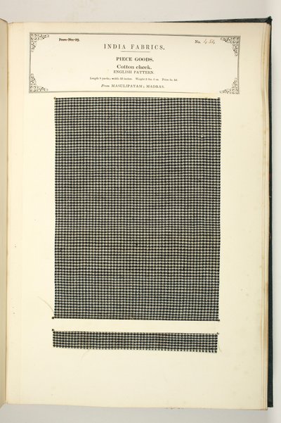 Baumwollkaro, Masulipatam, Madras, Stückwaren, aus der Sammlung der Textilhersteller Indiens, von John Forbes Watson, veröffentlicht 1866 von Indian School