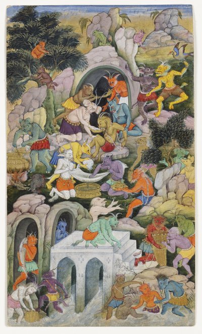 Dämonen in einer wilden Landschaft, ca. 1600 von Indian School