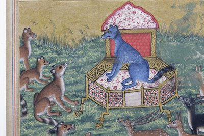 (Detail) Der Schakal, der sich selbst zum König erklärte, ca. 1560-65 von Indian School