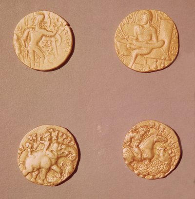 Dinars von Samudragupta (335-375) und Kumargupta I (415-454) (Gold) von Indian School