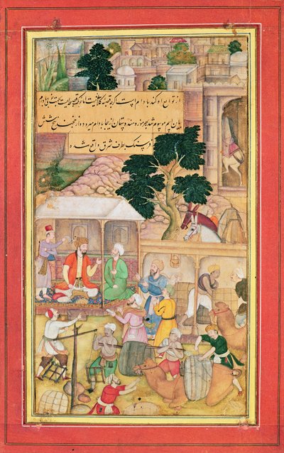 Kaiser Babur (r.1526-30) im Gespräch mit einem alten Mann, 15.-17. Jahrhundert von Indian School