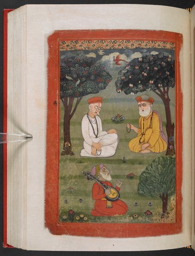 MS Panj B 40, f.131v, Bhagat Kabir ji und Guru Nanak Dev ji treffen sich, Illustration aus der 