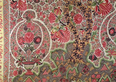 Material für den europäischen Markt (bemalte Seide) von Indian School