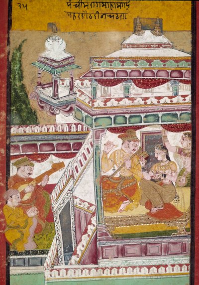 Musikalische Aufführung in einem Palast (Miniatur) von Indian School