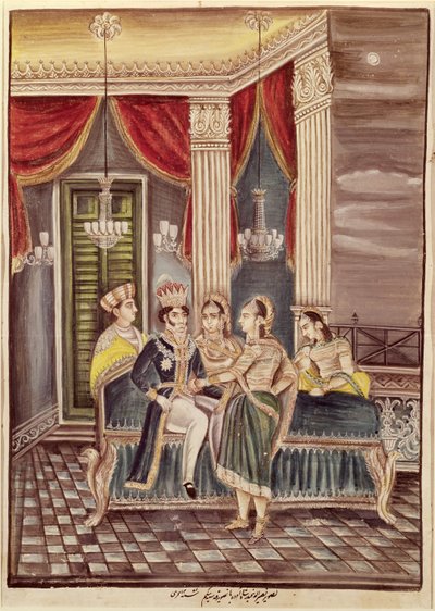 Nasir Ud-Din Haidar (1827-1873) König von Oudh in seinem Palast, 1845 von Indian School