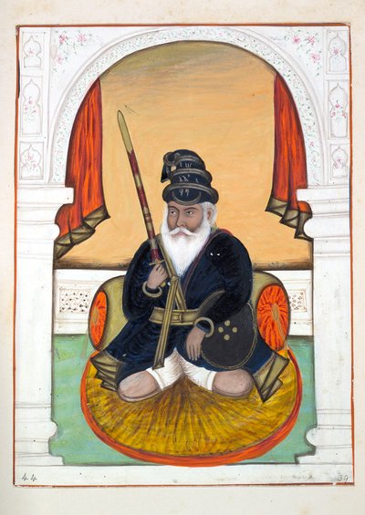 Nutta Singh Akali, aus Das Königreich Punjab, seine Herrscher und Häuptlinge, Band II, ein Band mit 30 Aquarellstudien eines unbekannten indischen Künstlers, ca. 1840 von Indian School