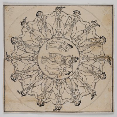 Rasa-lila (Zeichnung) von Indian School