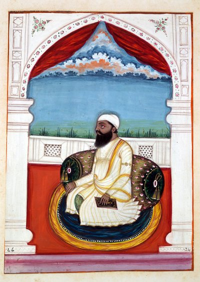 Sheikh Mohi-od-deen, aus Das Königreich Punjab, seine Herrscher und Häuptlinge, Band II, ein Band mit 30 Aquarellstudien eines unbekannten indischen Künstlers, ca. 1840 von Indian School