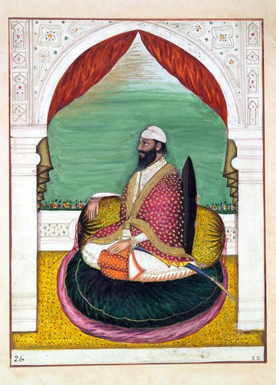 Sirdar Mangal Singh, aus Das Königreich Punjab, seine Herrscher und Häuptlinge, Band I, ein Band mit 27 Aquarellstudien eines unbekannten indischen Künstlers, ca. 1840 von Indian School