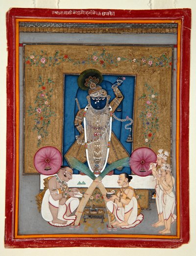 Die Anbetung von Krishna als Shrinath ji, 1800-25 von Indian School