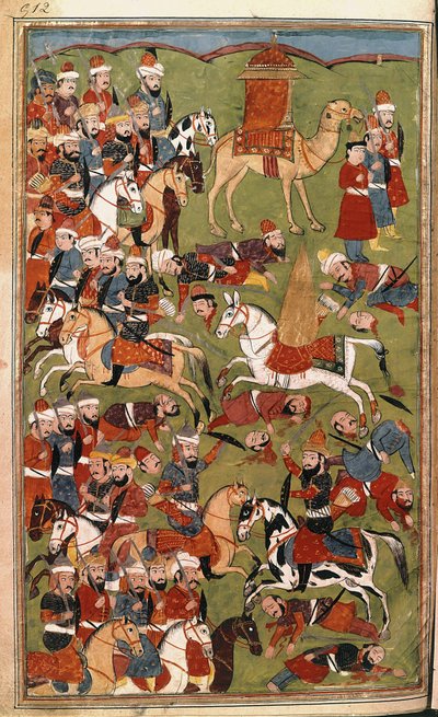 Die Armee von Aicha in der Schlacht von Djamal im Jahr 656, Illustration aus 