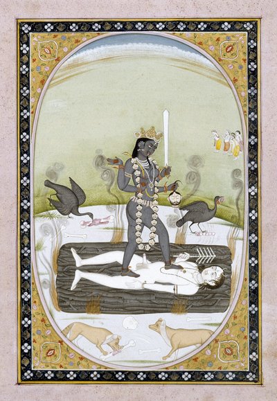 Die Göttin Kali dargestellt in einer Kangra-Malerei, Himachal Pradesh, ca. 1820-5 von Indian School