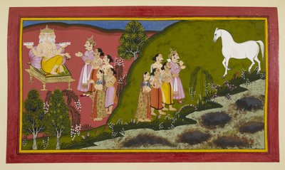 Das Graben schadet vielen Schlangen und Rakshasas, was die Devas, Gandharvas, Nagas dazu veranlasst, Brahmas Hilfe zu suchen von Indian School
