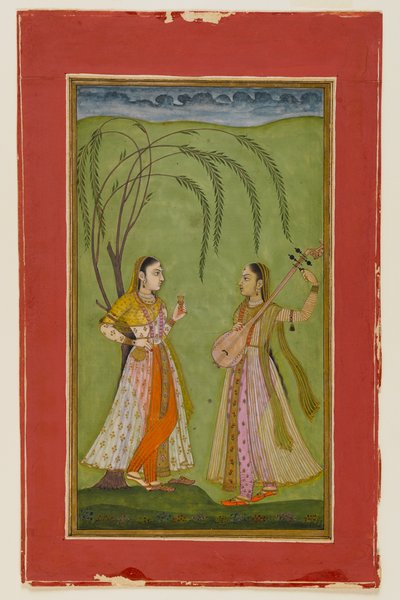 Zwei Damen in einer Landschaft, ca. 1725 von Indian School