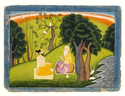 Zwei Weise in einer Landschaft im Gespräch, ca. 1785 von Indian School