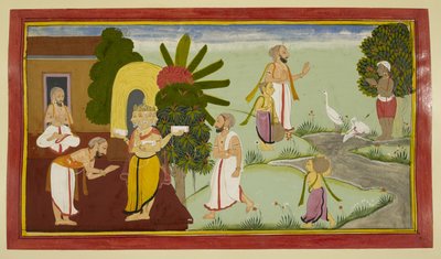 Valmiki meditiert und Brahma erscheint vor ihm von Indian School