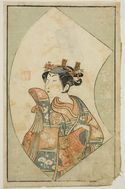 Der Schauspieler Arashi Hinaji, aus "Ein Bilderbuch der Bühnenfächer (Ehon butai ogi)" von Ippitsusai Bunchō