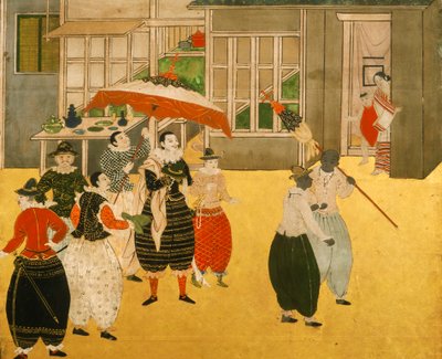 Details vom Namban Byobu-Schirm, der portugiesische Händler zeigt, die Japan während der Momoyama-Periode besuchen, 2005 (Foto) von Ira Block