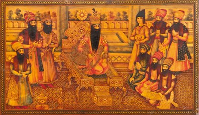 Detail eines Qajar-Kästchens von Iranian School