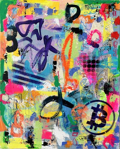 Lebendiges Bitcoin-Graffiti von Irene Chua