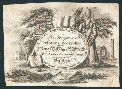 H Fitzpatrick, Drucker & Buchhändler des Royal College of Saint Patrick, Visitenkarte von Irish School