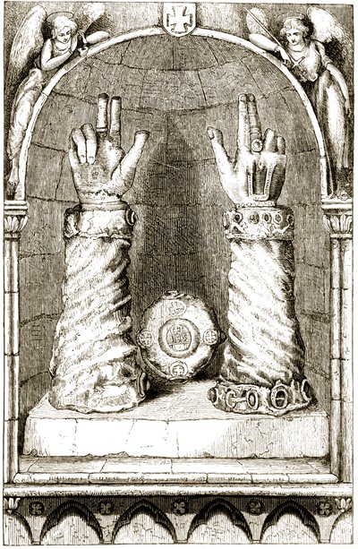 Schrein der Hand von St. Patrick, aus The Trias Thaumaturga, oder Drei Wunderwirkende Heilige von Irland, von Mary Cusack (1829-99) veröffentlicht um 1890 von Irish School