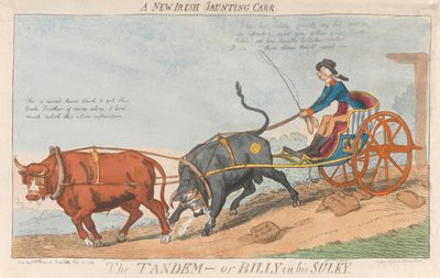Ein neuer irischer Jaunting Carr. Das Tandem - oder Billy in seinem Sulky von Isaac Cruikshank