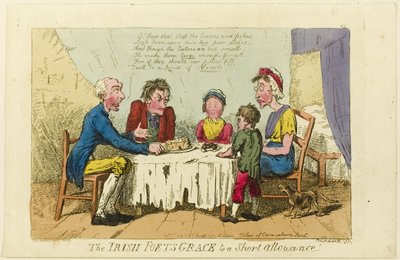 Irische Dichter Gnade zur kurzen Zuteilung! von Isaac Cruikshank