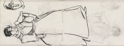 Frauenkopf und eine stehende Frau mit Schürze von Isaac Israels
