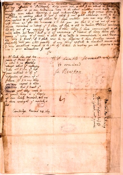 Brief von Isaac Newton, 28. November 1679 von Isaac Newton